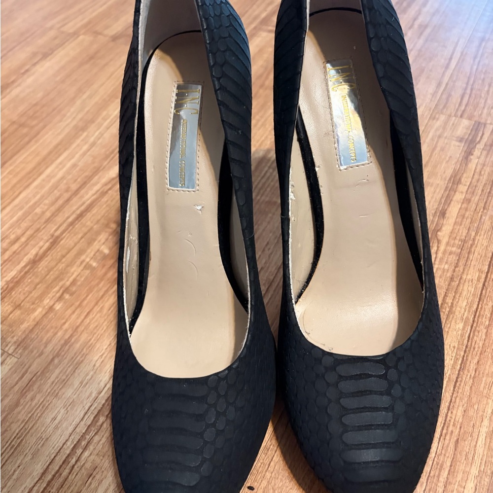 INC International Concepts Black Textured Pump Heels